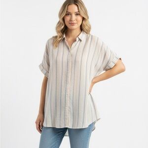 Striped Short Sleeve Womens Large Ana Shirt